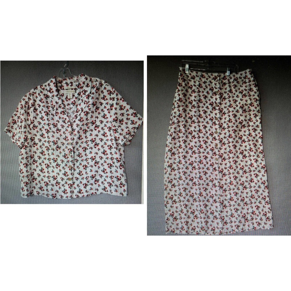 Cynthia Rowley Floral 100% Linen Skirt Top Set - Picture 3 of 16